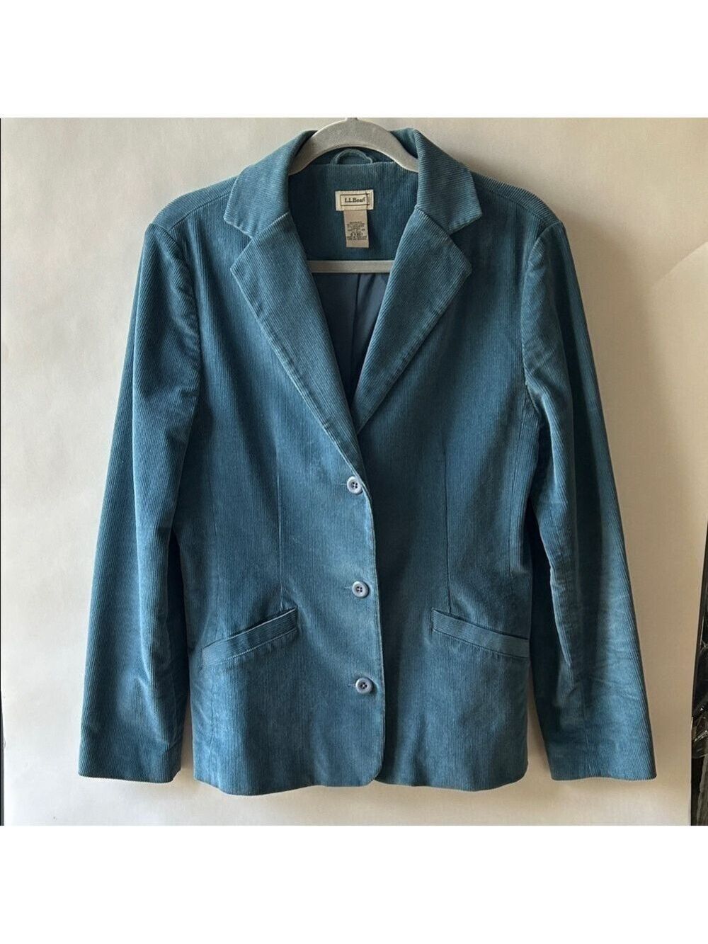 L.L. Bean Women's Blue Corduroy 3 Button Blazer